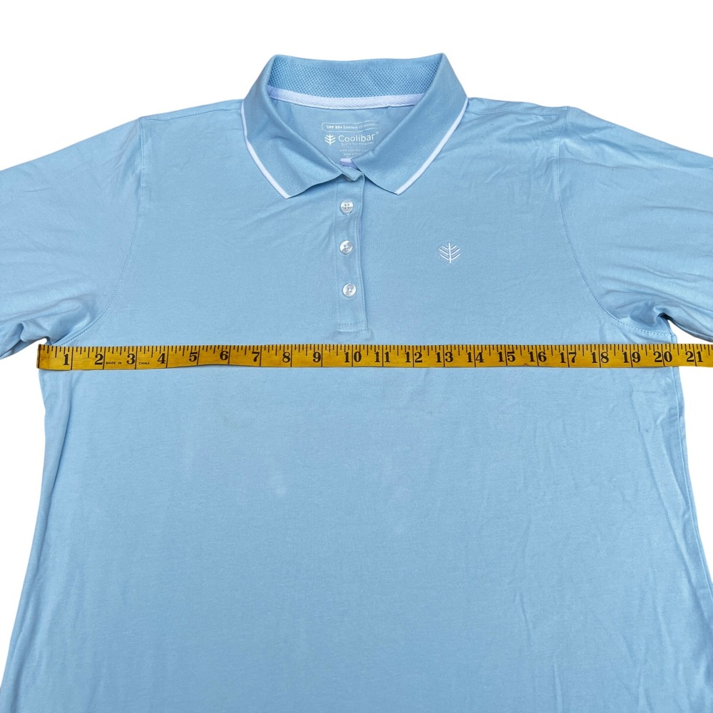 NWT Coolibar Womens Lg Light Blue UPF 50+ Sun Protection Polo Shirt Short Sleeve - Picture 5 of 7